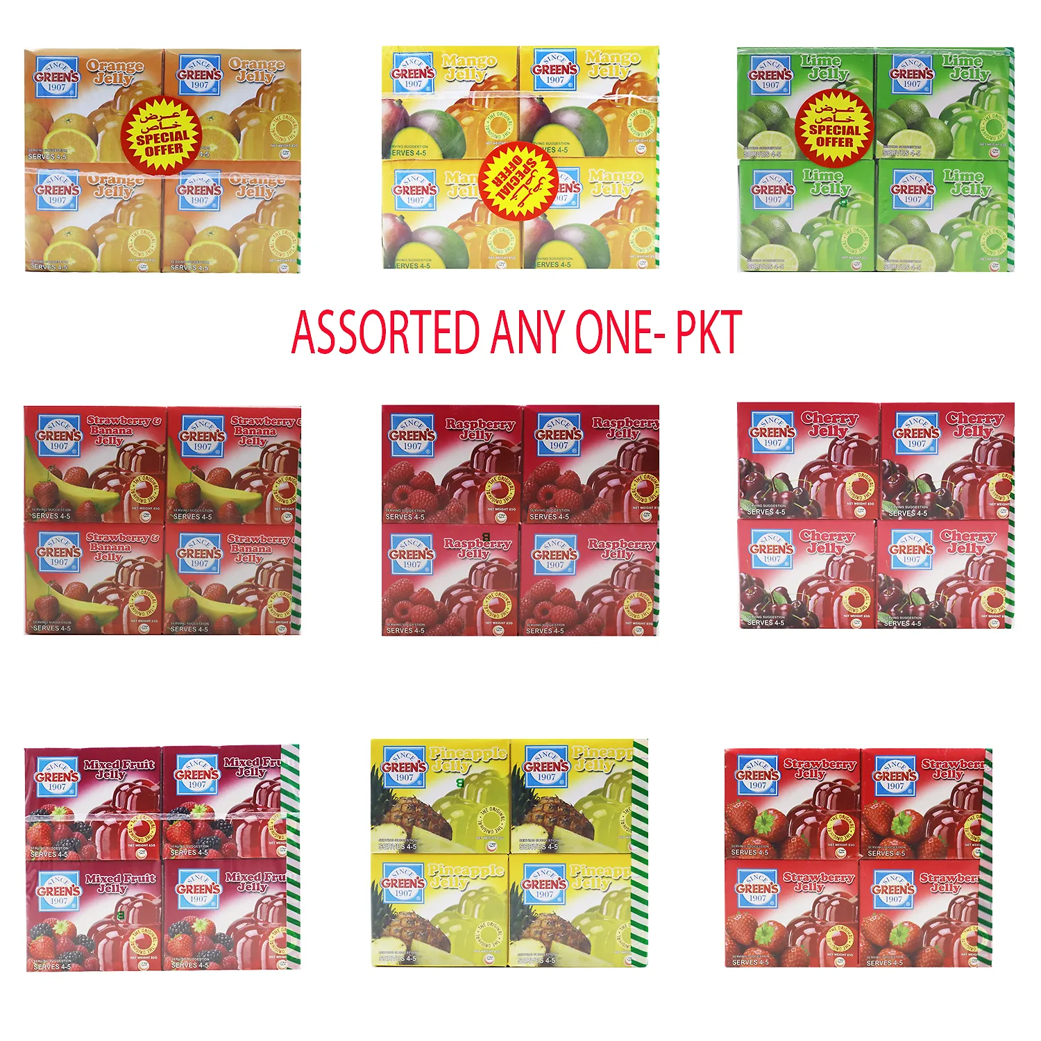Greens Jelly Assorted 12X85g