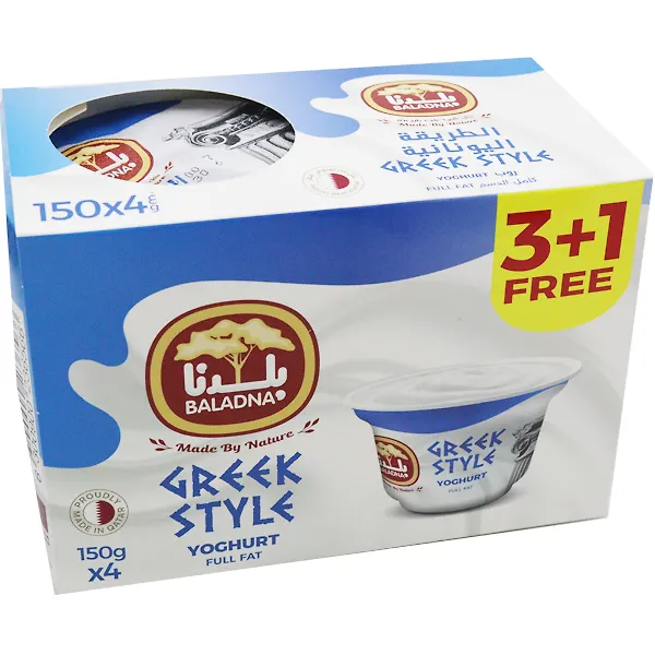 Baladna Plain Greek Style Yogurt  4x150g
